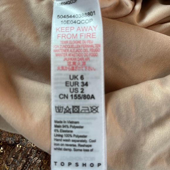 Top shop mini sequined dress. Size 2 - Picture 8 of 9